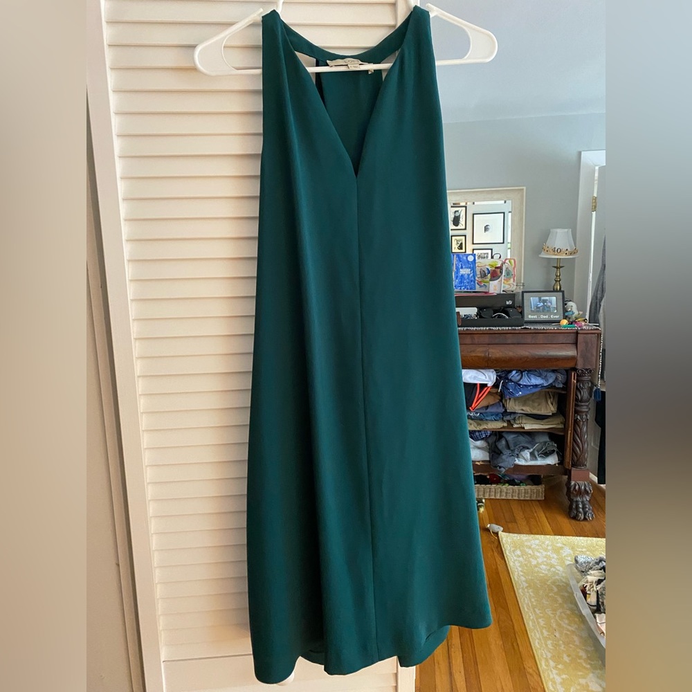 LOFT turquoise trapeze back halter dress